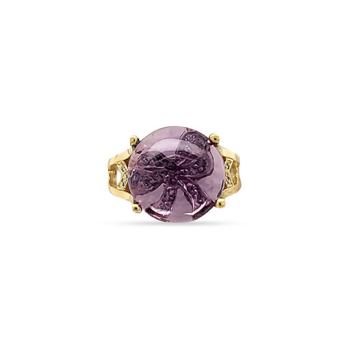 FANCY CUT AMETHYST AND DIAMOND RING