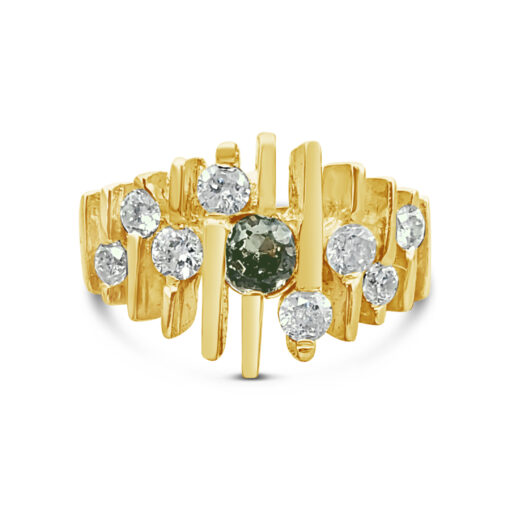 DEMANTOID GARNET AND DIAMOND RING