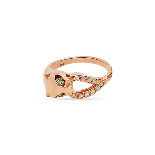 PANTHER THEME DEMANTOID GARNET AND DIAMOND RING