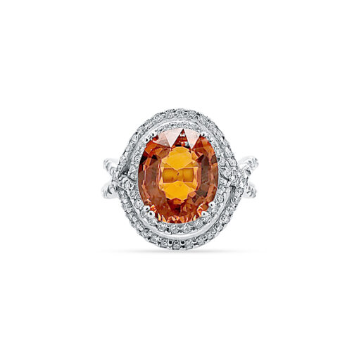 MANDARIN GARNET AND DIAMOND RING