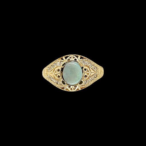 AUSTRALIAN BLACK OPAL AND DIAMOND RING