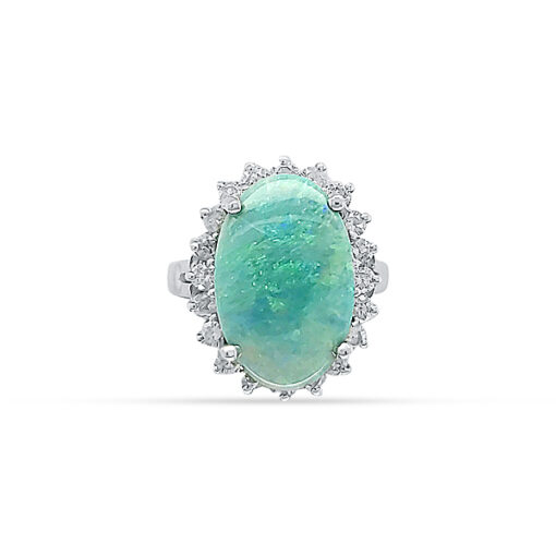 AUSTRALIAN OPAL AND DIAMOND RING