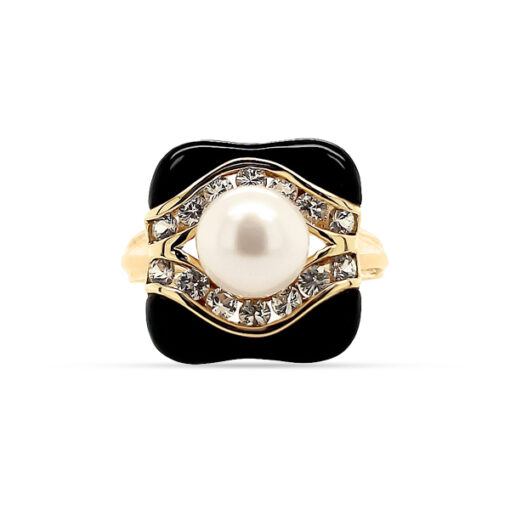 PEARL, ONYX, AND SAPPHIRE RING