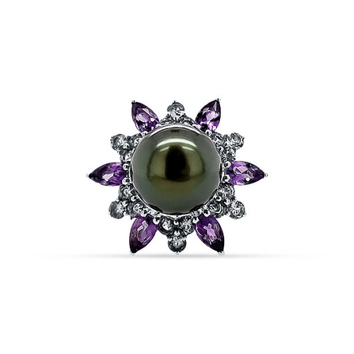 TAHITIAN PEARL AND MUTI GEMSTONE RING