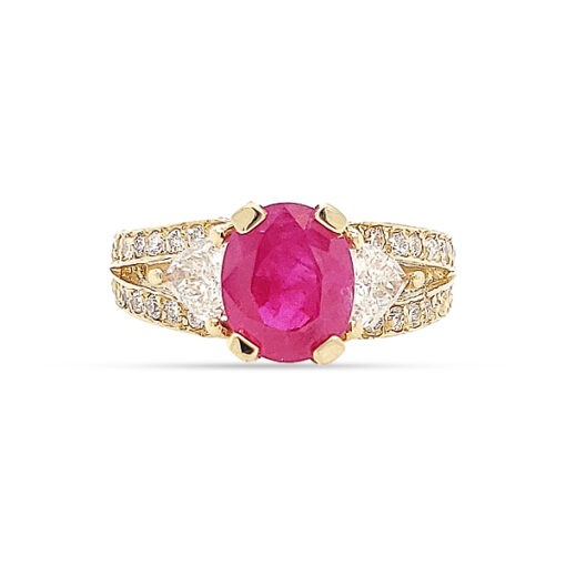 BURMESE RUBY AND DIAMOND RING