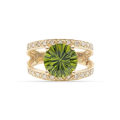 PERIDOT AND DIAM RING  14KY