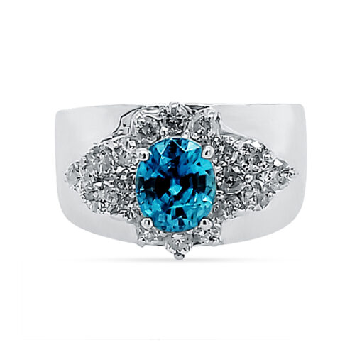 BLUE ZIRCON AND DIAMOND RING