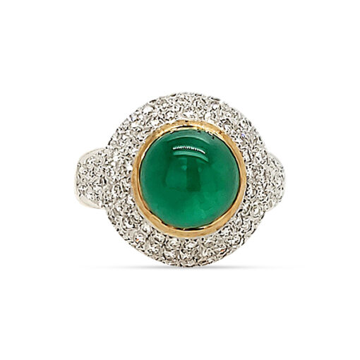 EMERALD AND DIAMOND RING,HAND MADE