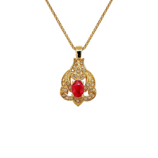 BURMA RUBY AND DIAMOND PENDANT