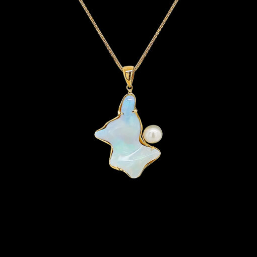 LIGHTENING RIDGE OPAL AND PEARL PENDANT