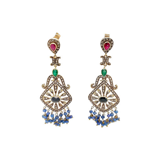 MULTI GEMSTONE AND DIAMOND EARRINGS