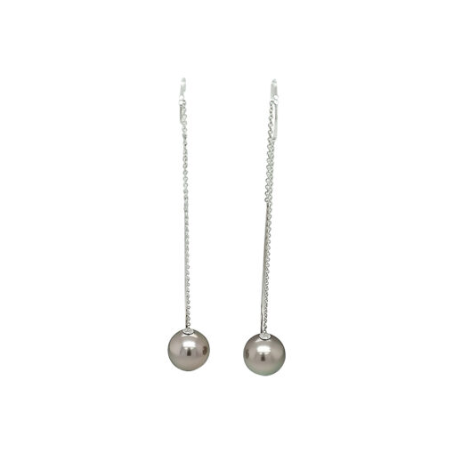 SILVER TAHITIAN PEARL EARRINGS