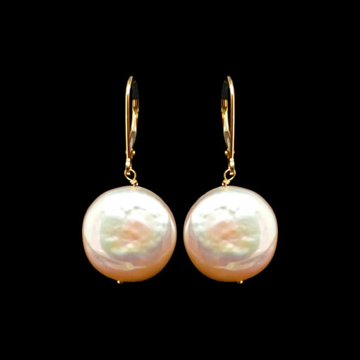 COIN PEARL LEVER BACK EARRINGS