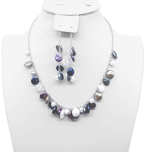 MULTICOLOR PEARL NECKLACE AND EARRING SET