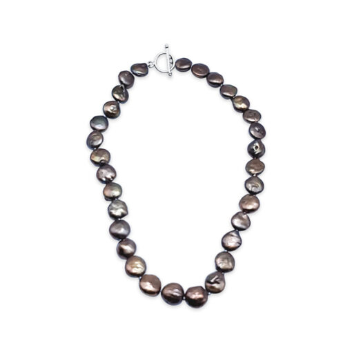 BAROQUE CHOCOLATE COIN PEARL NECKLACE