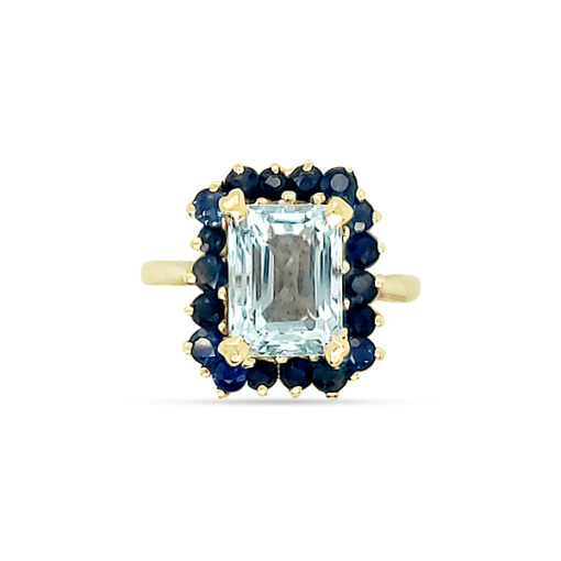 ESTATE AQUAMARINE AND SAPPHIRE RING