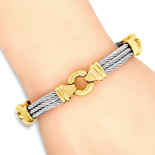 18KT GOLD AND STEEL DESIGNER BRACELET