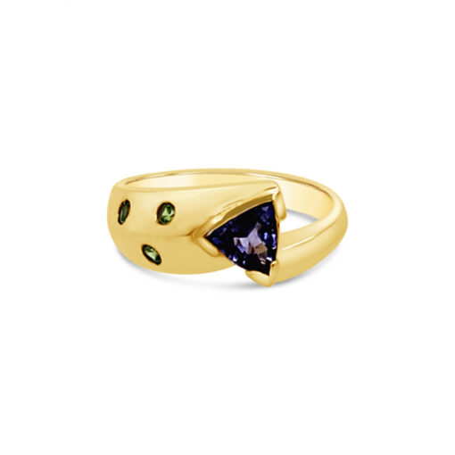 TANZANITE AND RUSSIAN DEMANTOID GARNET RING