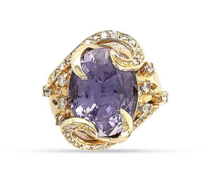 Purple Copper Bearing Tourmaline And Diamond Ring
