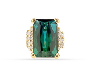 Indicolite Tourmaline And Diamond Ring