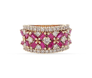 Diamond, Ruby,14Kt Yellow Gold