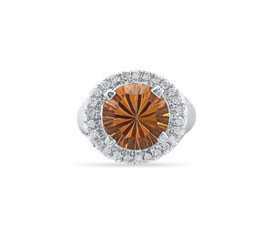 Madeira Portuguese Round Citrine And Diamond Ring