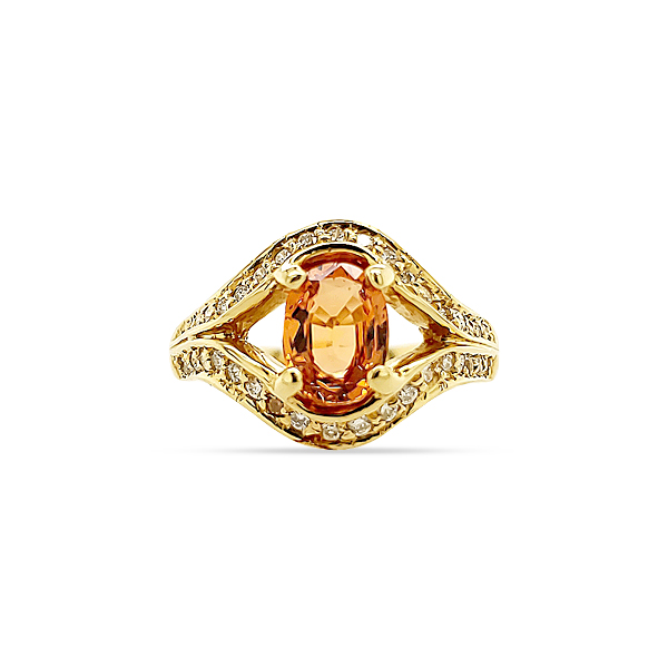 Mandarin Garnet And Diamond Ring