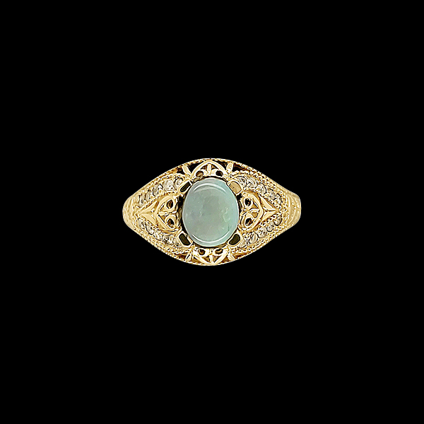 Australian Black Opal And Diamond Ring