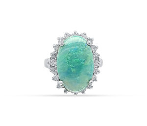Australian Black Opal And Diamond Ring