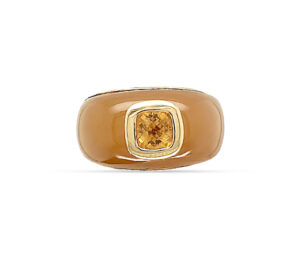 Yellow Jade And Citrine Ring