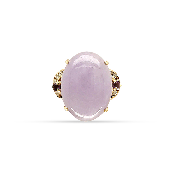 Estate 1970'S Lavender Jade And Diamond Ring