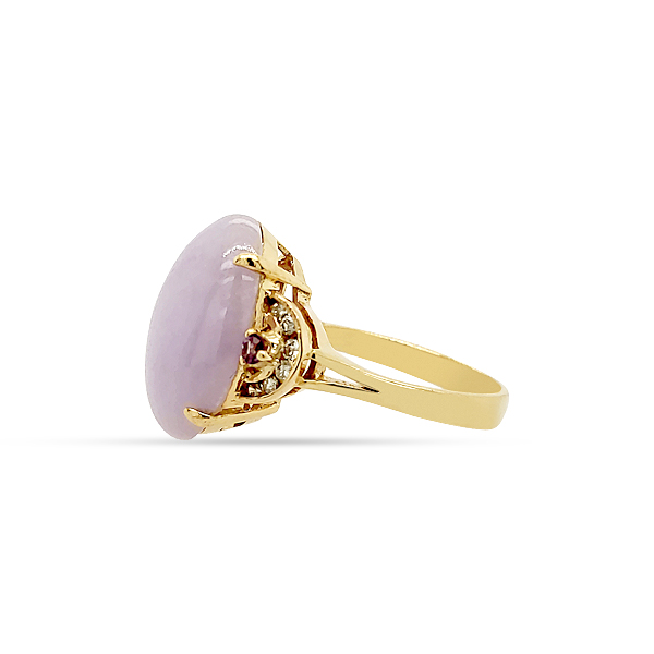 Estate 1970'S Lavender Jade And Diamond Ring - Image 3