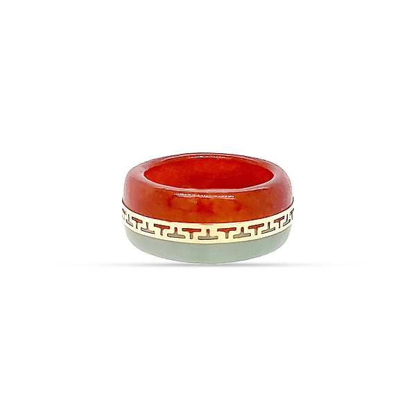 Red And Green Jade Band Ring - Image 2