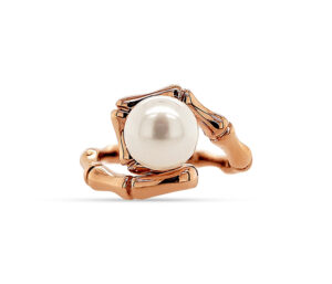 White Pearl And Rose Gold Ring