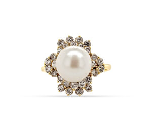 Estate Pearl And Diamond Ring