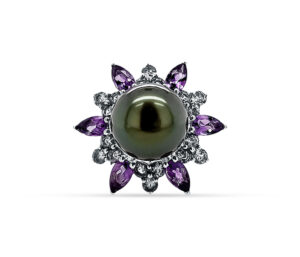 Tahitian Pearl And Multi Gemstone Ring