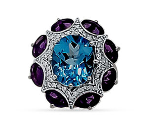 Swiss Blue Topaz, Amethyst, Diamond