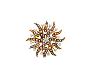 1900'S Diamond And Pearl Pendant/Pin