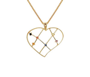 Multi-Color Sapphire Heart Pendant