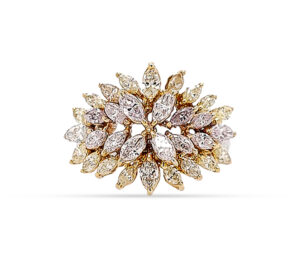Pink Diamond, Yellow Diamond, 18Kt 3 Tone Gold