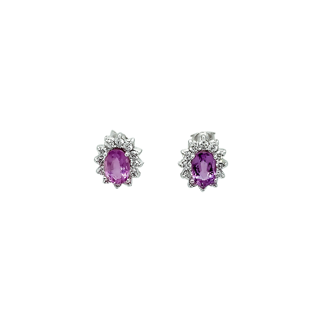 Pink Cuprian Tourmaline Copper Bearing and Diamond Earrings