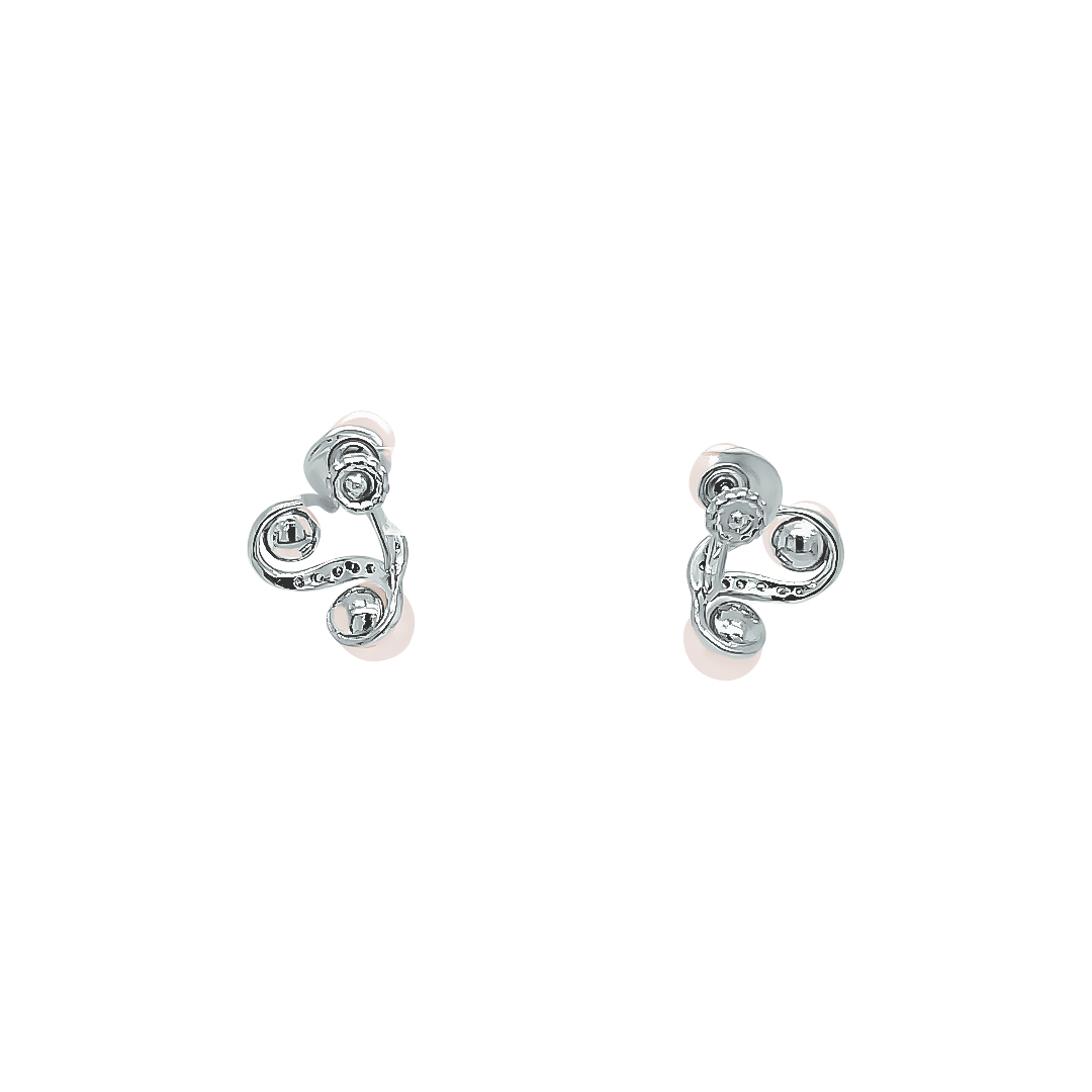 Japanese Akoya Pearl And Diamond Earrings - Image 3