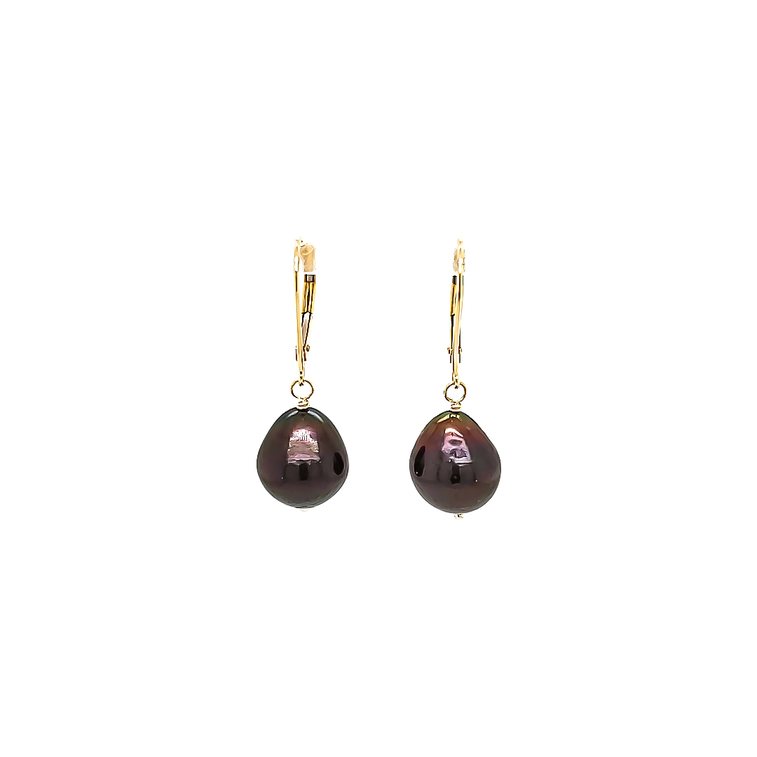 Black Baroque Pearl Earrings