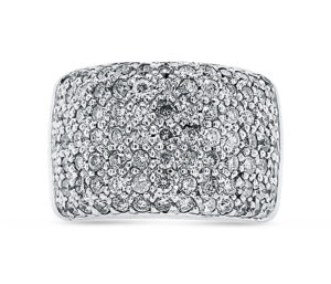 Wide Band 6 Rows Diamond Ring