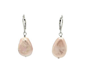 Fancy Shape White Coin Pearl Earrings