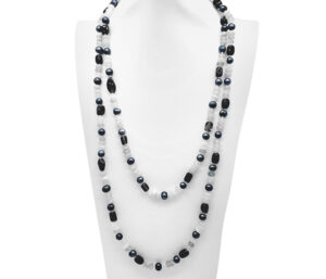 Pearl, Prehnite And Smokey Quartz Necklace