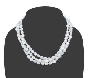 3 Strand Coin Pearl Necklace