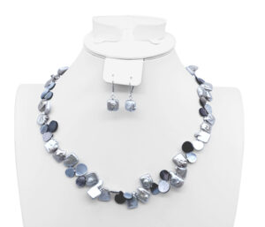 Fancy Shape Coin Pearls snd M.O.P. Necklace And Earring Set