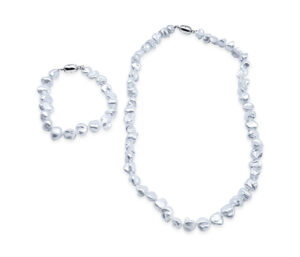 Keshi Pearl Necklace And Bracelet Set