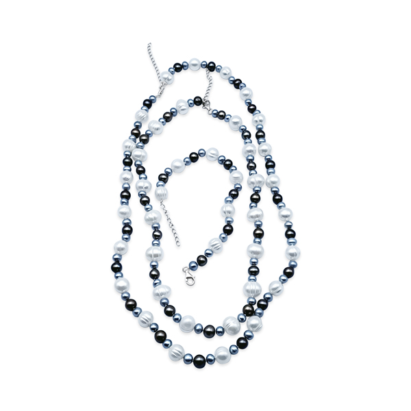Multicolor Pearl Necklace And Bracelet Set
